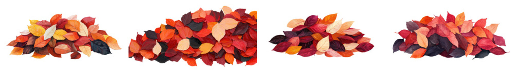 Fototapeta premium Beautifully arranged piles of vibrant autumn leaves in a variety of warm colors and patterns perfect for seasonal decor design and background purposes