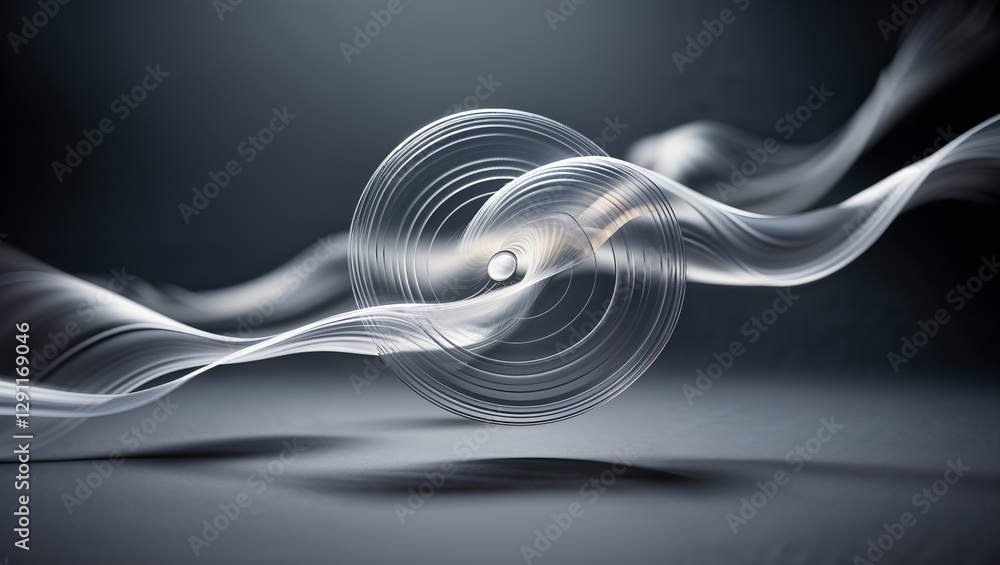 Aufkleber spinning shape with swirling smoke creates a mesmerizing visual effect in a dark setting