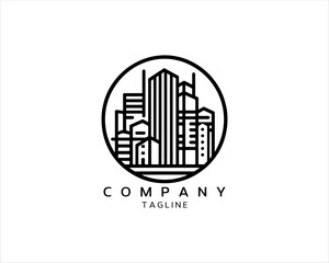 Minimal Real estate company logo icon outline vector illustration