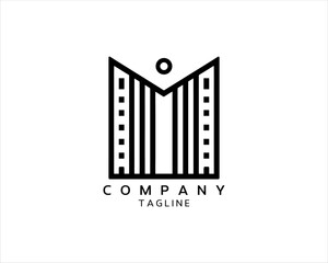 Minimal Real estate company logo icon outline vector illustration