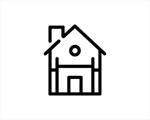 Minimal House or Real estate icon logo design template. Line art Real estate company logo. Simple house property design outline vector illustration