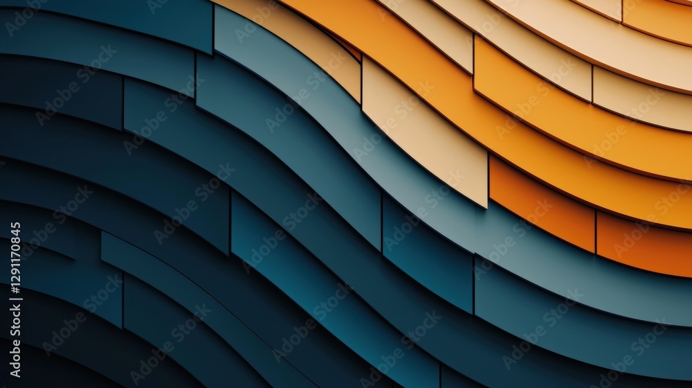 Poster abstract wavy pattern in warm and cool tones.