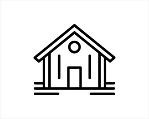 Minimal House or Real estate icon logo design template. Line art Real estate company logo. Simple house property design outline vector illustration