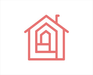 Minimal House or Real estate icon logo design template. Line art Real estate company logo. Simple house property design outline vector illustration