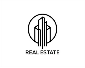 Minimal Real estate company logo icon outline vector illustration