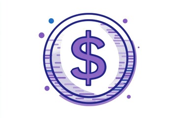Obraz premium Simple purple dollar sign with a clean modern design on a white background