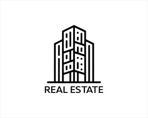 Fototapeta premium Minimal Real estate company logo icon outline vector illustration
