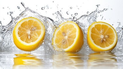 Lemon slices in clear water a refreshing food photography scene