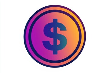 Obraz premium Circular financial badge with deep magenta and blue gradient