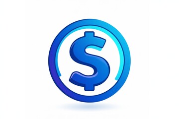 Obraz premium Blue and white coin icon with clean modern design