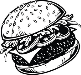 Burger Silhouette, Vector Design