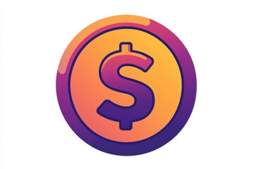 Obraz premium Glossy orange and pink dollar coin with shadows