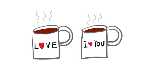 アイラブユーのマグカップのイラスト素材