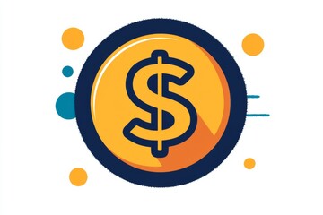 Obraz premium Minimalist golden dollar sign in circular black background