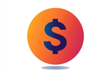 Obraz premium Glossy gradient dollar coin icon with soft shadows