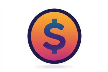 Obraz premium Glossy gradient orange and pink dollar coin with soft lighting