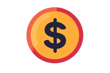 Fototapeta premium Circular red and gold dollar symbol representing financial stability
