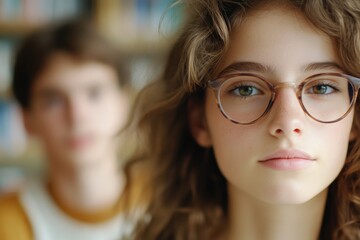 portrait of a young woman with glasses