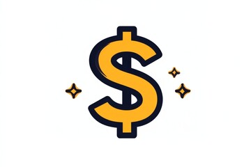 Obraz premium Golden financial dollar sign with decorative sparkling details