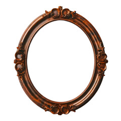 Ornate brown wooden oval frame decorative antique style