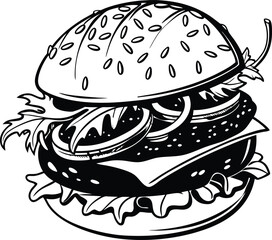 Burger Silhouette, Vector Design