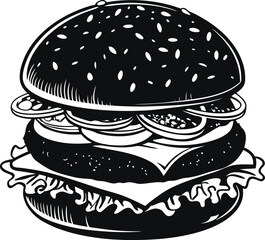 Burger Silhouette, Vector Design
