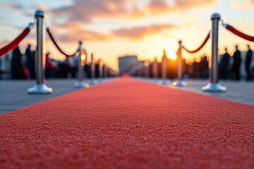 red carpet event at sunset