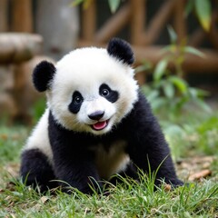 Cute little panda expressing itself 