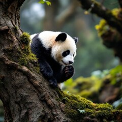 Panda eat a bamboo