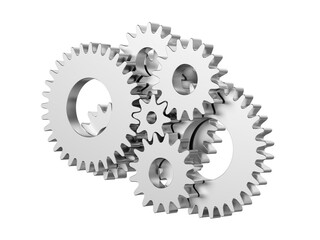 Gears. Isolated. Transparent background. 3d illustration. 