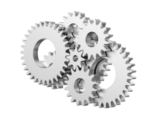 Gears. Isolated. Transparent background. 3d illustration. 