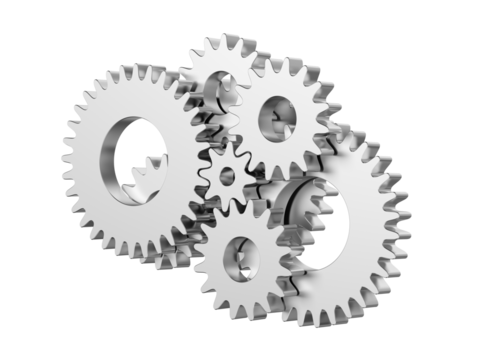 Gears. Isolated. Transparent background. 3d illustration. 