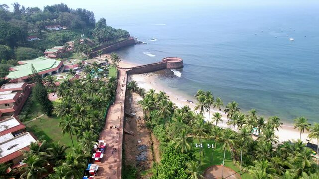Aerial Footage of Sinquerim Beach, Goa, India day time