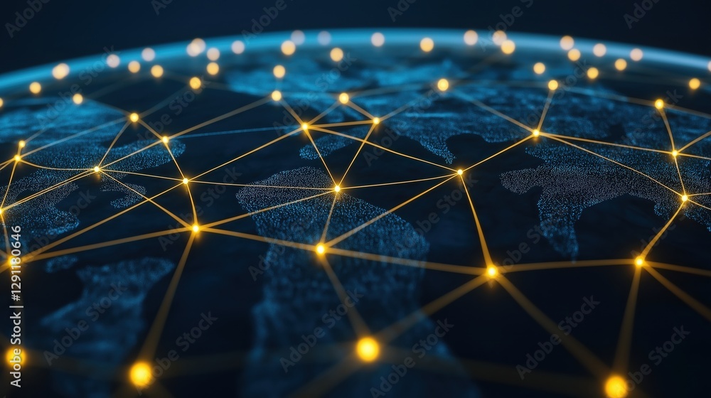 Aufkleber digital supply chain network map visualizing connections across the globe