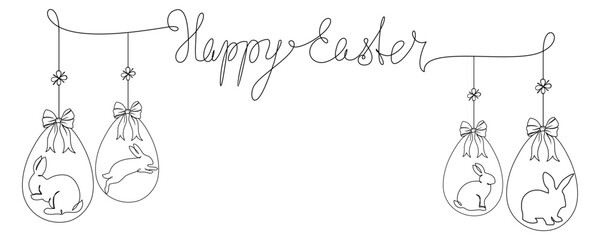 Hanging decoration of Easter eggs and rabbit vector illustration 2