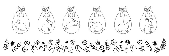 Hanging decoration of Easter eggs and rabbit vector illustration 3