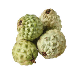 Obraz premium Custard Apple Pile Isolated On Black. Exotic Tropical Fruit With Scaly Skin. Healthy Eating Concept.