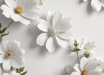 Elegant white paper texture with delicate flower design, ornate, wallpaper, stylish, soft, elegant
