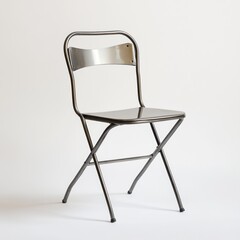 Gray Folding Metal Dining Chair
