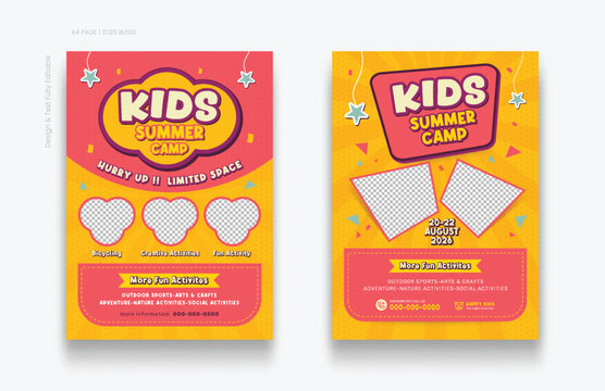 Kids Summer camp template for advertising poster. editable text, Kids Summer Camp Flyer