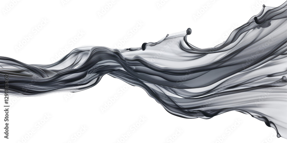 Poster dynamic grey fabric in motion. a flowy, ethereal design element