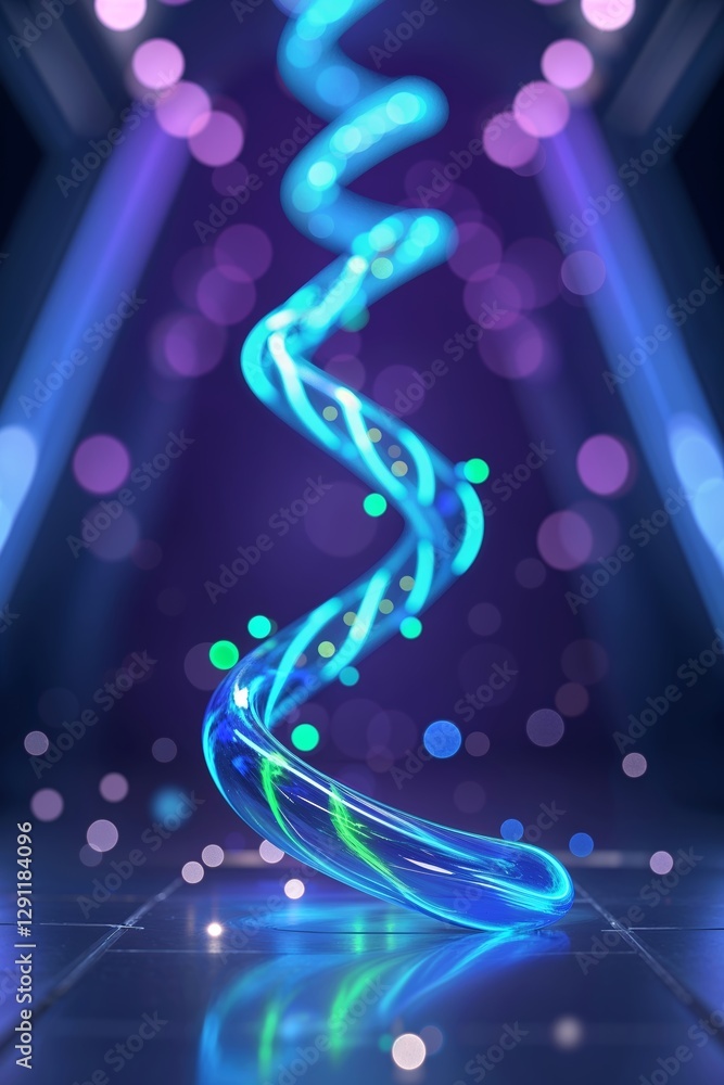 Poster colorful light spiral illuminating a vibrant background with soft bokeh effects during a nighttime e