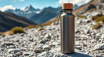 Adventure-Ready Water Bottle Mockup for Outdoor Brands