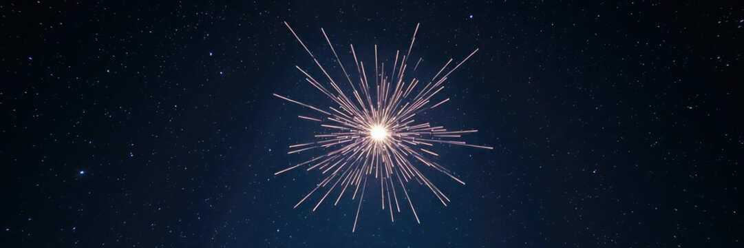 Ethereal light explosion against a starry night sky, stellar events, shining particles