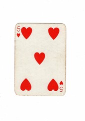An antique playing card centred on a white background.