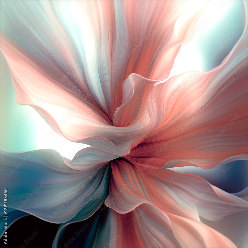 Fototapete abstract digital illustration of a blooming flower with smooth, undulating petals. gradients of soft