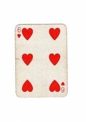 An antique playing card centred on a white background.