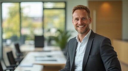 Fototapeta premium Smiling Manager Confidently Leading Session in Board