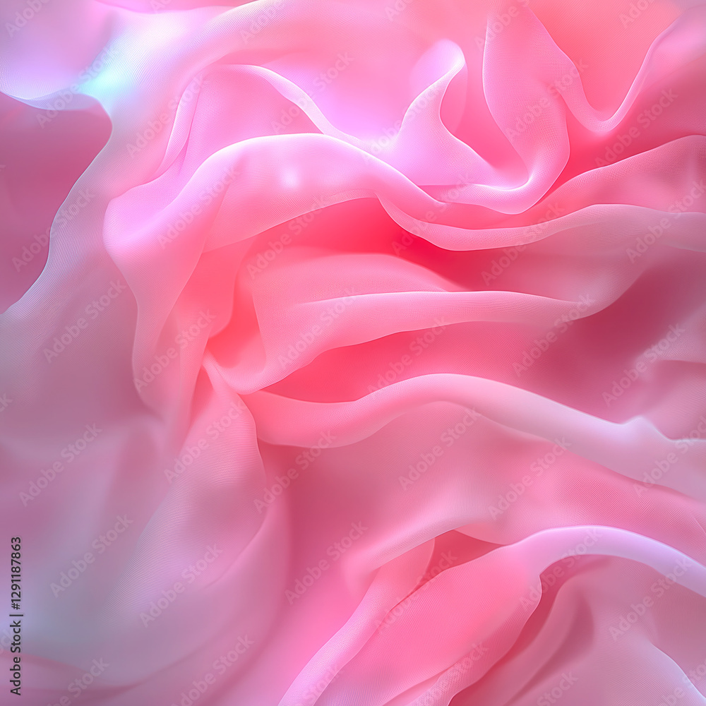 Leinwandbilder digital illustration of smooth, translucent fabric folds. color palette includes pink tones with sof
