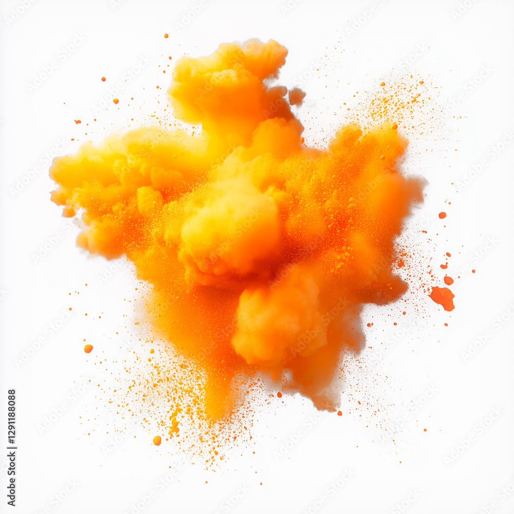 Aufkleber an abstract cloud of golden-orange hues floats like dust or paint on a white background. particles f
